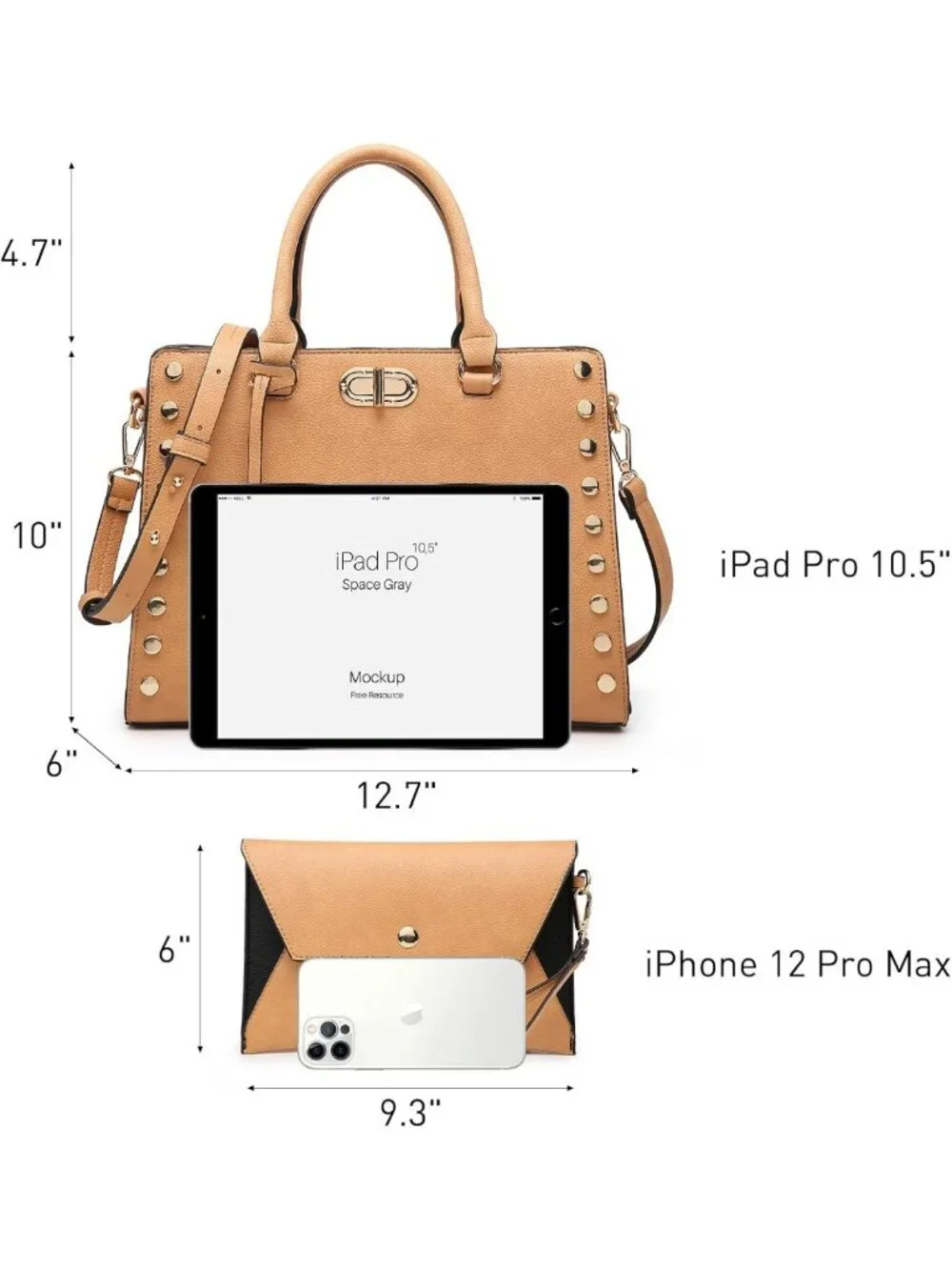 Stylish Medium Satchel Handbag & Clutch Set - Versatile Work Tote & Shoulder Bag